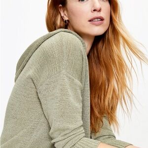 LOFT Lightweight Sage Green Hooded Sweater